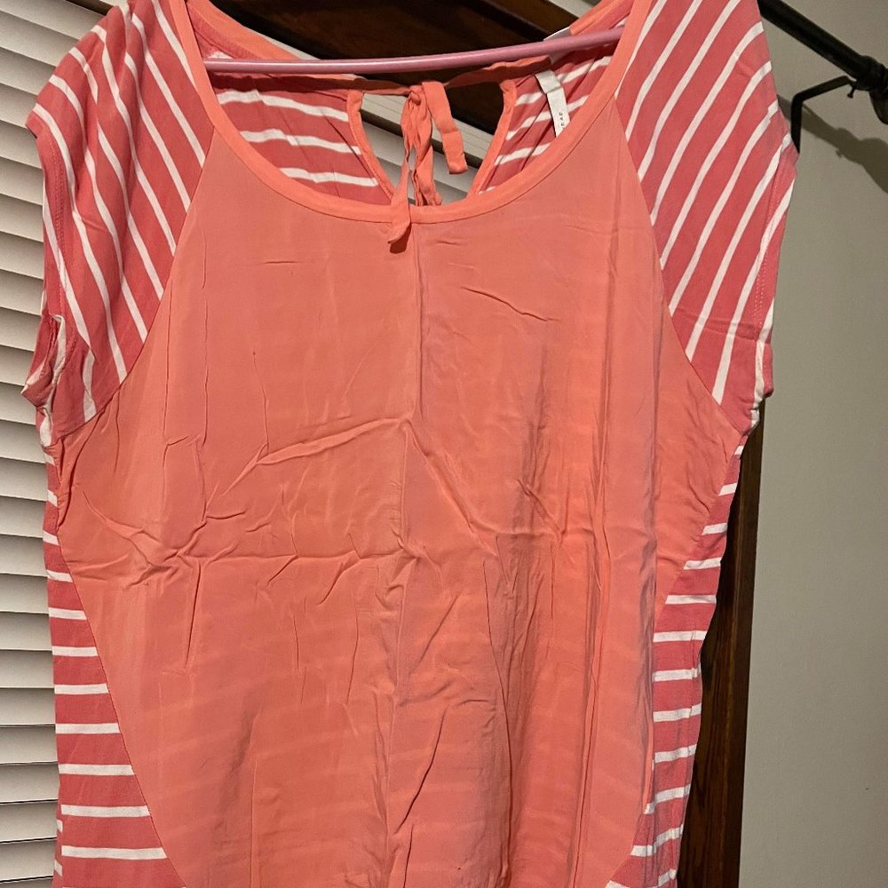 Lauren Conrad Coral Striped Shirt